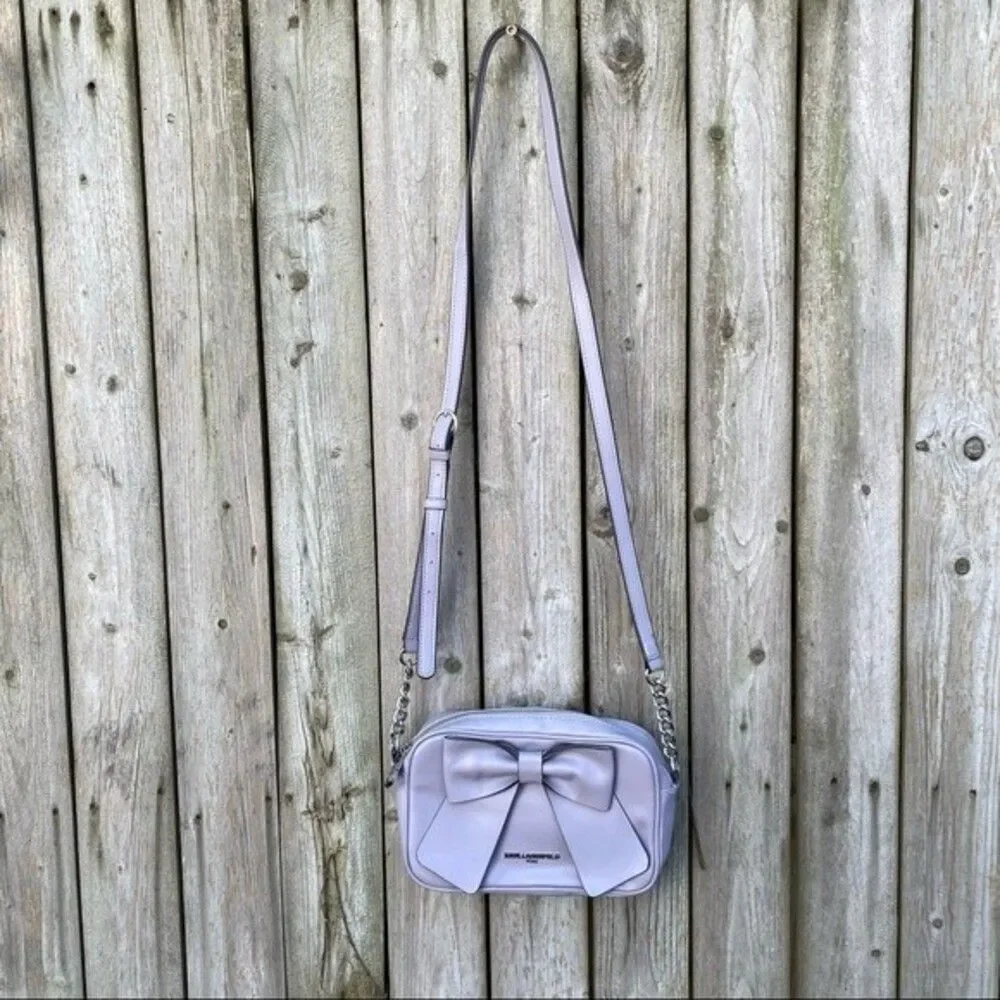 Karl Lagerfeld Paris Kris Bow leather Crossbody Bag Dusty lavender - Picture 11 of 11